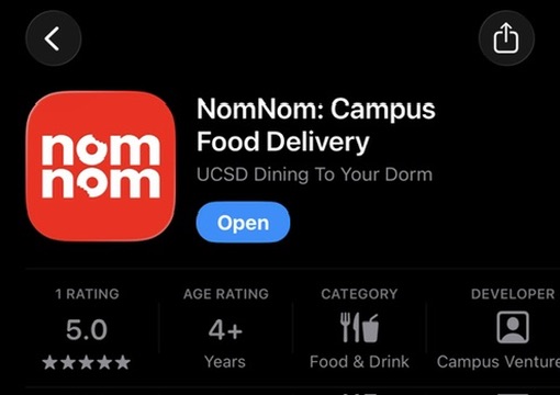 NomNom Campus Food Delivery App Store listing